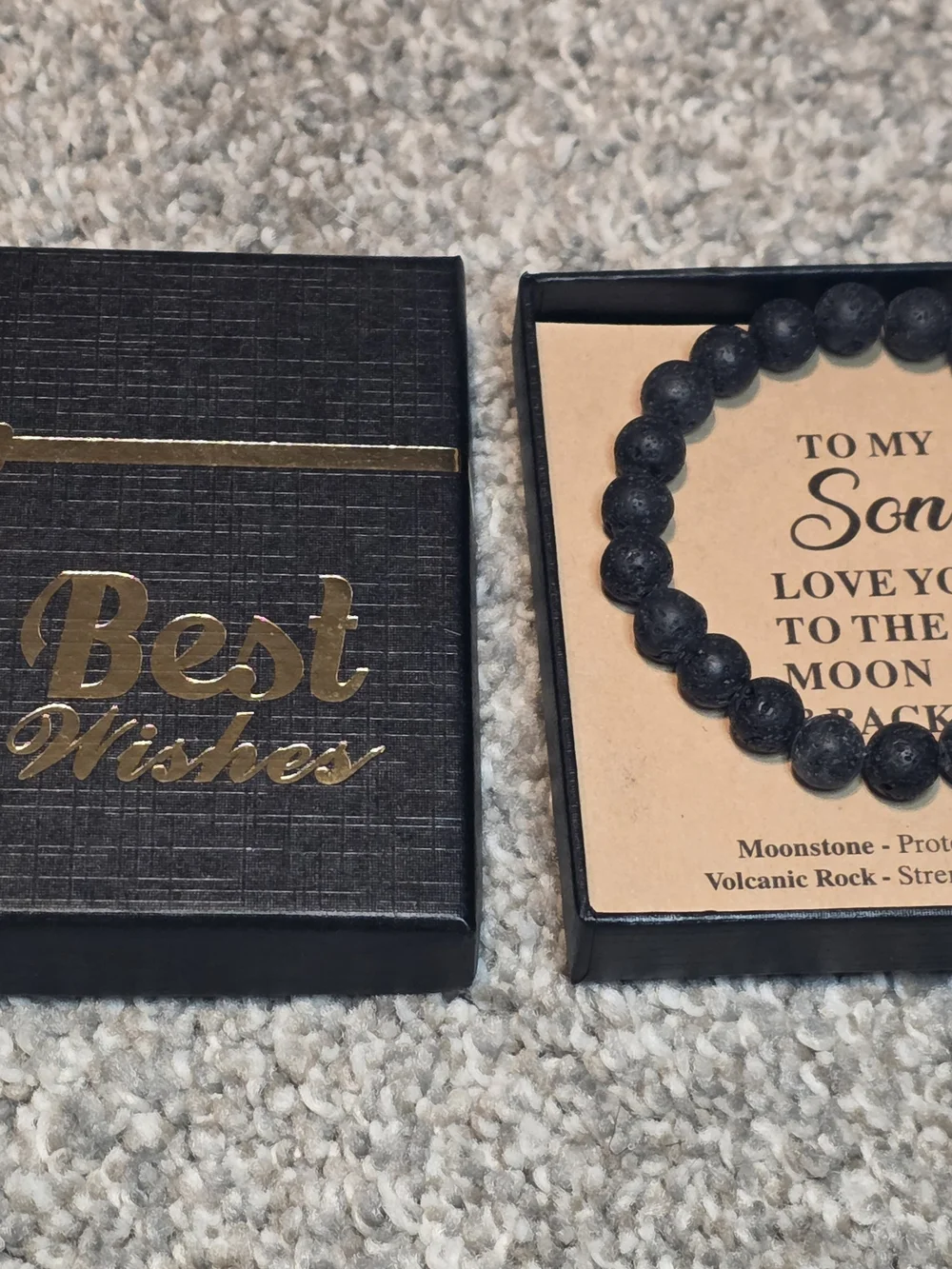 Son Lava Rock and Moonstone Bracelet - Black
